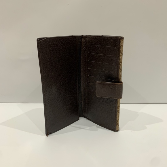 Gucci Brown GG Canvas Long Wallet Sku#85393 (Gently used, crack) - Picture 3 of 15